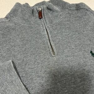 Polo Ralph Lauren Mens Gray 1/4 Zip Cotton Sweater Pullover XXL